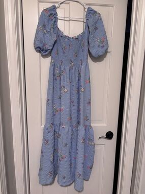 Forever 21 Light Blue Floral Maxi Dress